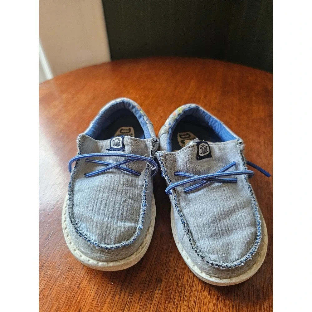 Hey Dude Wally Funk Splatter Chambray Gray Toddler Shoes Size 7T 42000-4PG